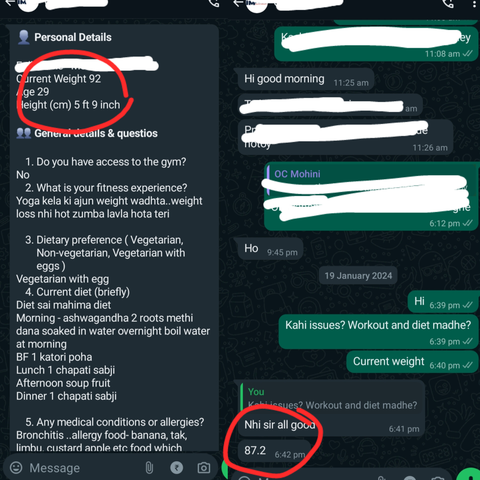 Client Check-in WhatsApp check-in